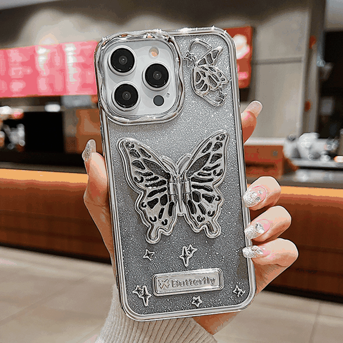Butterfly Pink Side Plating Camera Frame Case