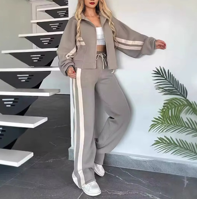 S–5XL Women's Fashion Cropped Jacket & Pants Set